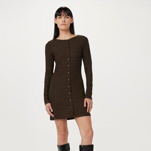 Frank And Oak The Buttoned Mini Dress in Brown Black Size L